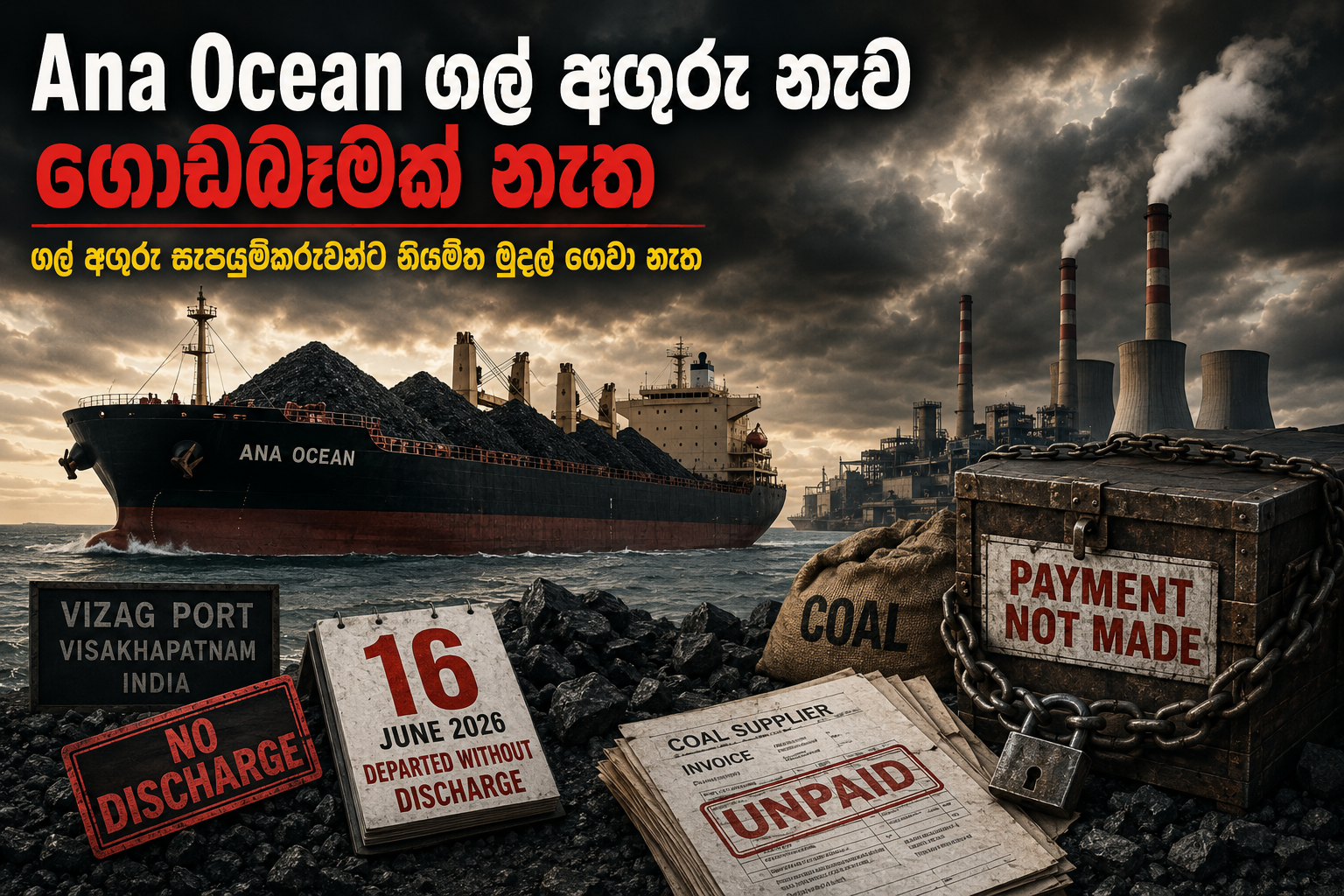 Ana Ocean ගල් අඟුරු නැව ගොඩබෑමක් නැත